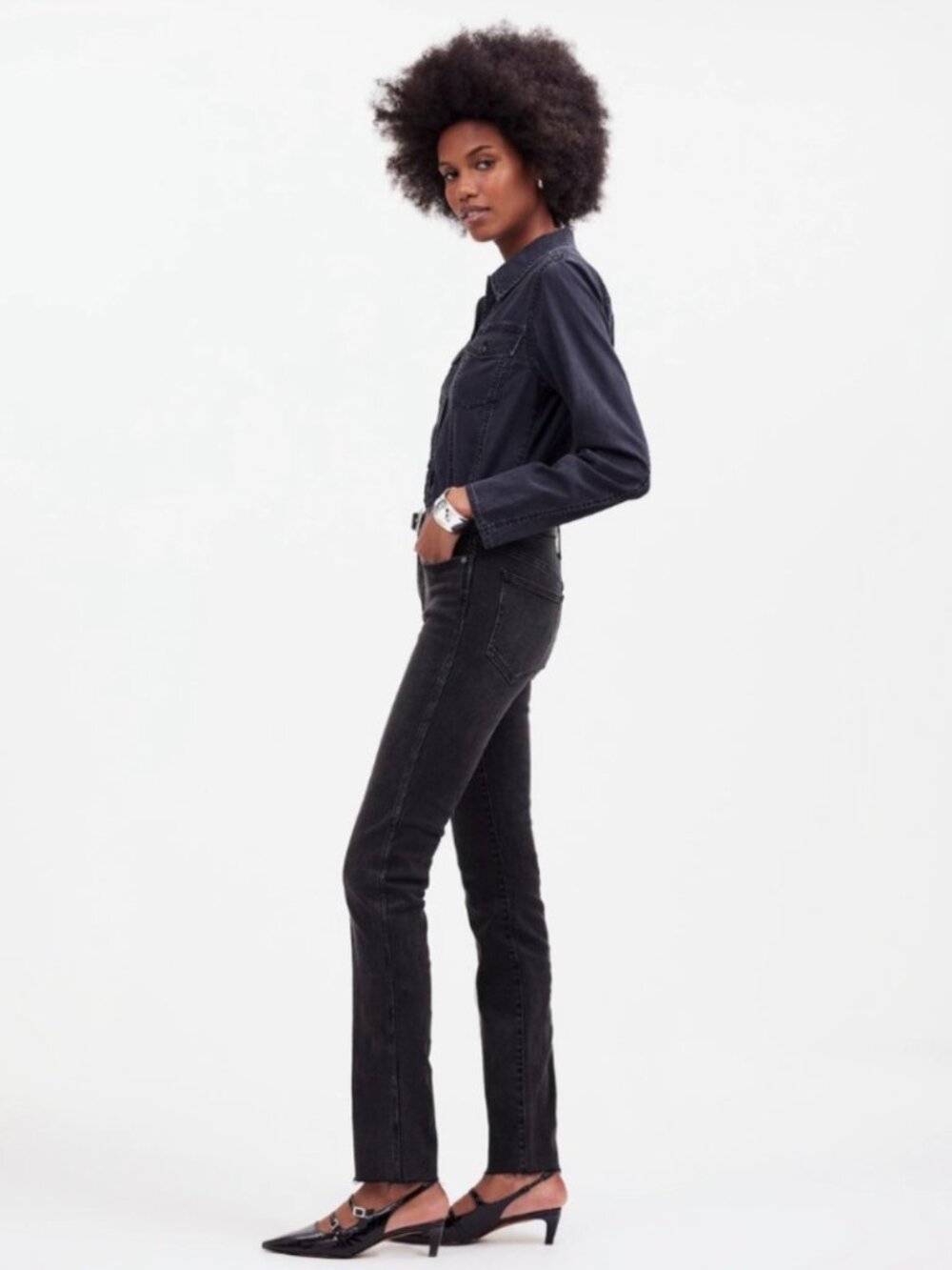 MADEWELL Women's EUC Mid-Rise Stovepipe Jeans Raw Hem Jeans in Armand Wash | 27